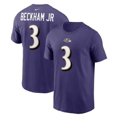Nike Odell Beckham Jr. Purple Baltimore Ravens Player Name & Number T-shirt