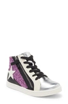 Nina Kids' Yuti High Top Sneaker In Pink Glitter/ Smooth