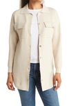 By Design Claudine Double Knit Cardigan Shirt In Oatmeal
