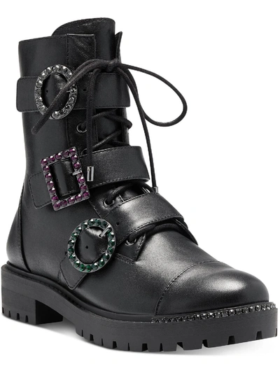 Jessica Simpson Kirlah  Womens Leather Buckle Combat Boots In Black