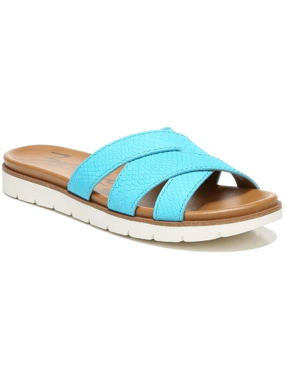Zodiac Naila Womens Leather Strappy Slide Sandals In Blue