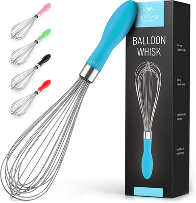 Zulay Kitchen Balloon Stainless Steel Whisk With Soft Silicone Handle (12 Inch) In Black