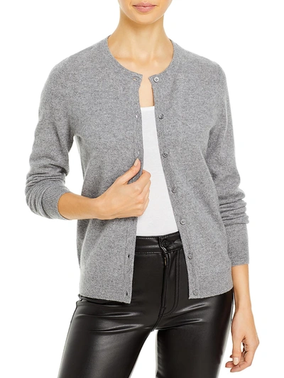 Private Label Womens Button-down Crewneck Cardigan Sweater In Grey