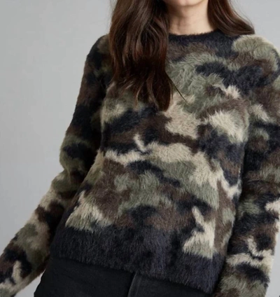 Bella Dahl Crew Neck Sweater Fuzzy Camo In Multi