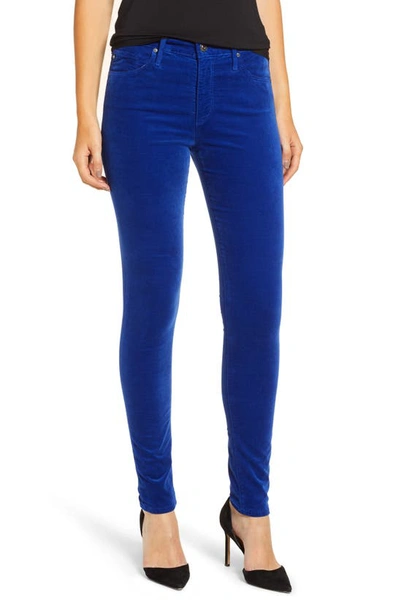 Ag The Farrah High Waist Velvet Jeans In Egyptian Blue