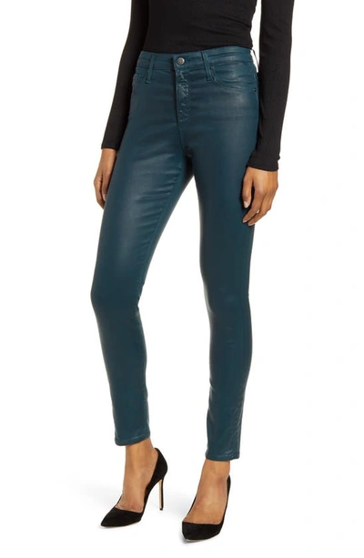 Ag Farrah High Waist Ankle Skinny Jeans In Leatherette Lt Royal Loon