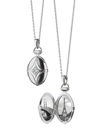 Monica Rich Kosann White Sapphire Quatrefoil Locket Necklace In Silver
