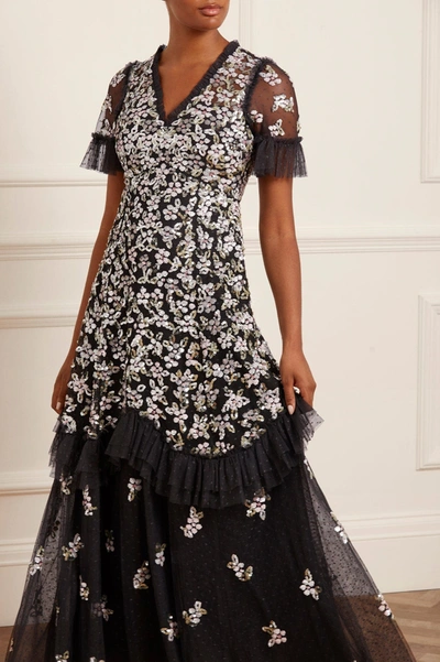 Needle & Thread Raina Sequin-embellished Tulle Gown In Black