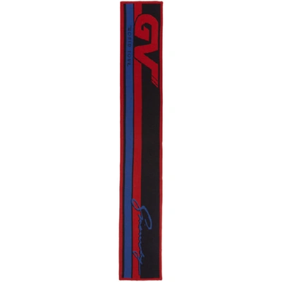 Givenchy Logo Stripe Scarf In 009 Blk/red