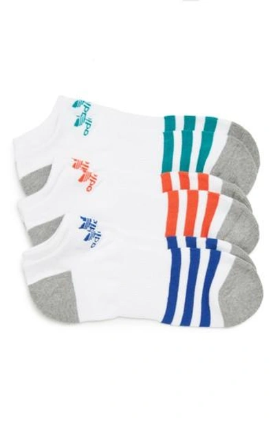 Adidas Originals Roller Assorted 3-pack No-show Socks In White/ Royal/ Red/ Green