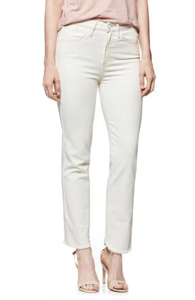 Paige Hoxton High Waist Ankle Straight Jeans In Cream/ Pink