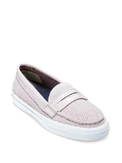 Cole Haan Women's Pinch Weekender Lux Stitchlite Knit Penny Loafers In Silver/white
