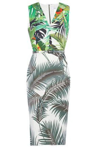 Max Mara Woman Belted Printed Cotton Dress White