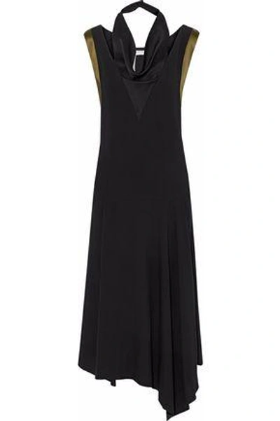 Lanvin Woman Draped Satin-crepe Midi Dress Black