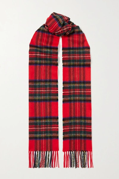 Johnstons Of Elgin Fringed Cashmere Scarf In Red