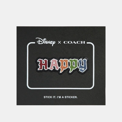 Coach Disney X Happy Sticker In Black Multi