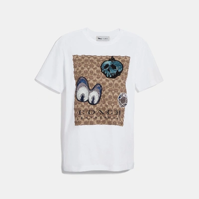 Coach Disney X Charakteristisches T-shirt Mit Aufnähern In White