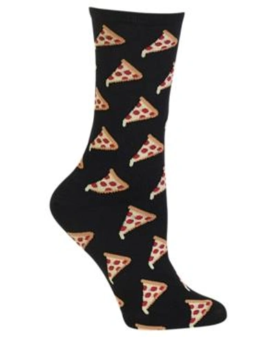 Hot Sox Women's Pizza Fashion Crew Socks In Black