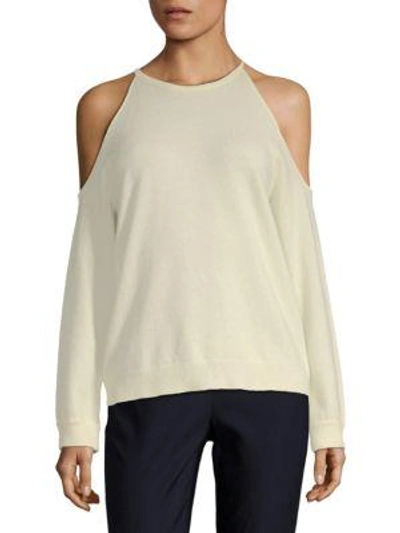 Theory Toleema Cold-shoulder Cashmere Top In Ivory