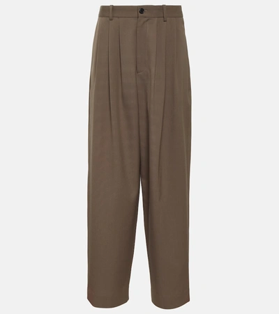 The Row Rufos Oversized Pleated Wool-blend Wide-leg Pants In Neutral