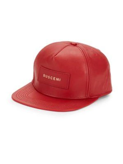 Buscemi Logo Leather Baseball Cap In Red
