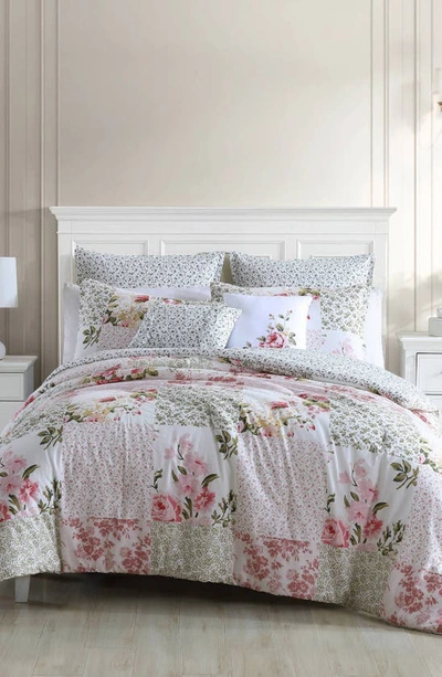 Laura Ashley Ailyn 7-piece Red Floral Cotton King Comforter Bonus Set In Pink Rose