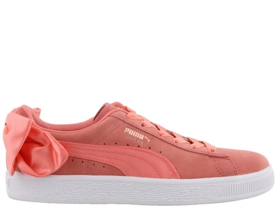 Puma Bow Suede Sneakers In Shell Pink-shell Pink