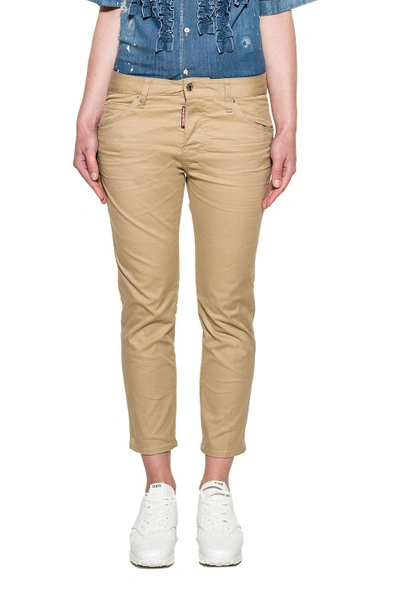 Dsquared2 Beige Cool Girl Denim Cropped Jeans In Natural