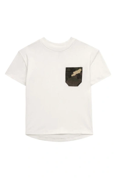 Dl1961 Kid's T-shirt W/ Camouflage-print Pocket In White Camo