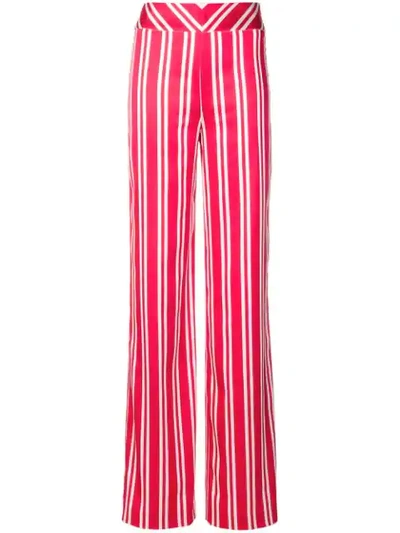 Rouge Margaux Striped Wide Leg Trousers In Red