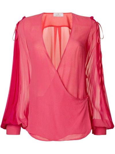 Capucci V-neck Flared Blouse - Pink In Pink & Purple