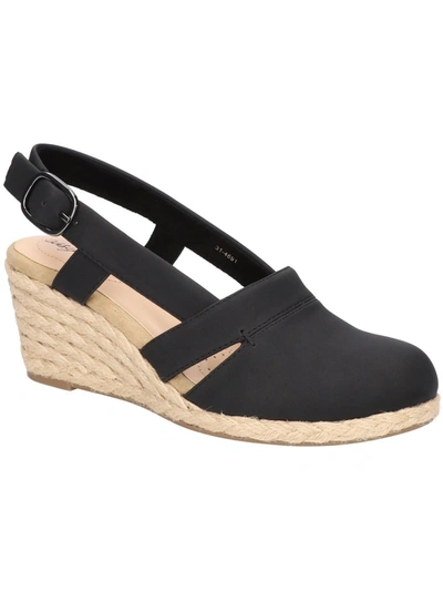 Easy Street Stargaze Womens Faux Leather Closed Toe Wedge Sandals In Black