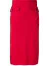 Givenchy Patch Pocket Pencil Skirt In Red