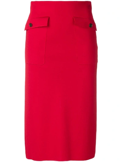 Givenchy Patch Pocket Pencil Skirt In Red