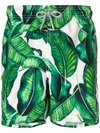 Mc2 Saint Barth Leaf Print Swim Shorts In Green