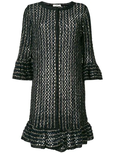 Charlott Fringe Knit Cardigan In Blue