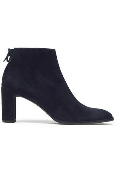 Stuart Weitzman Woman Bow-detailed Suede Ankle Boots Navy
