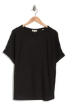 Max Studio Dolman Short Sleeve Top In Black