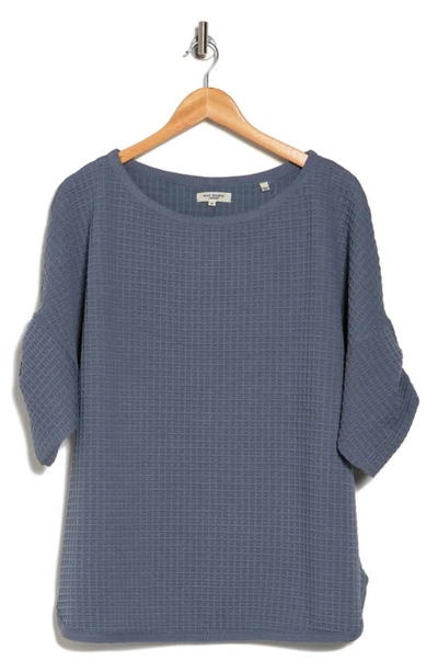 Max Studio Waffle Knit Ruched Top In Flint