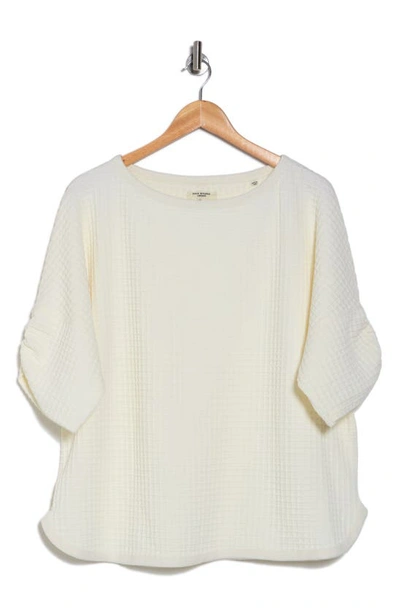Max Studio Waffle Knit Ruched Top In Ivory