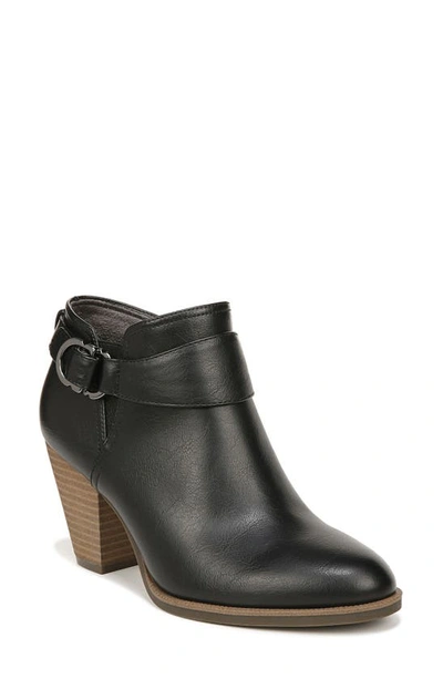 Dr. Scholl's Kickstart Block Heel Bootie In Black Faux Leather