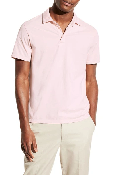 Vince Regular Fit Garment Dyed Cotton Polo In Washed Rose Quartz