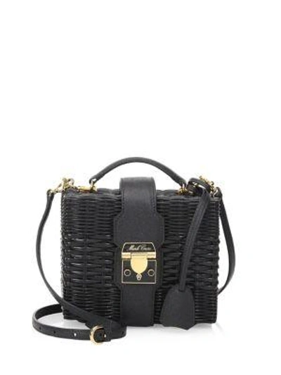 Mark Cross Harley Rattan Crossbody Bag In Black