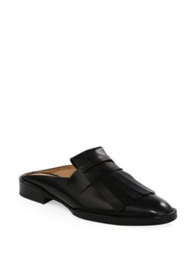 Clergerie Yumi Fringed Leather Mules In Black