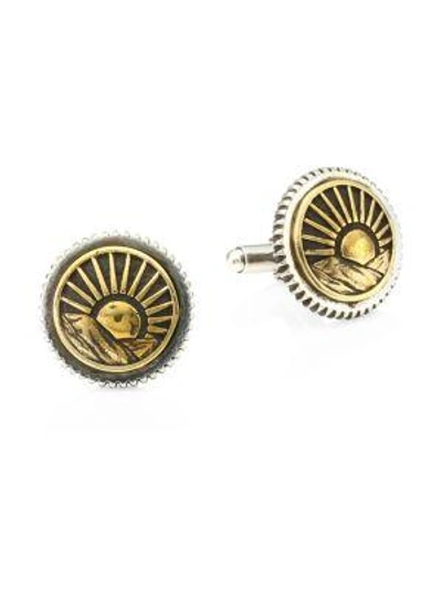 King Baby Studio American Voices Silver And Goldtone Sun Concho Cuff Links In Yellow Gold