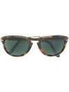 Persol Folding Round Sunglasses In Brown