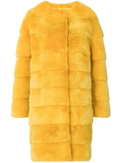 Liska Luce Fur Coat In Yellow
