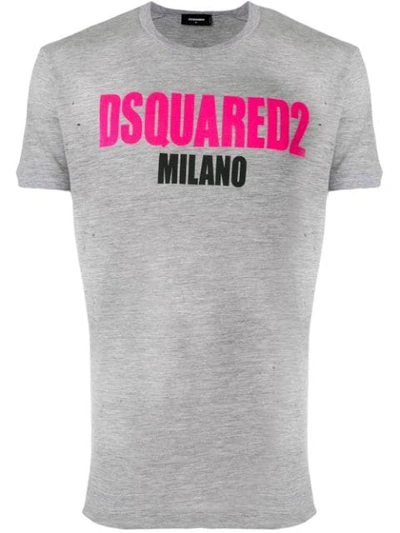 Dsquared2 Logo Flocked Cotton Jersey T-shirt In Basic
