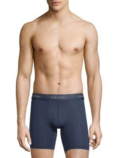 Calvin Klein Underwear Men's Logo Stretch Boxer Briefs In Blue