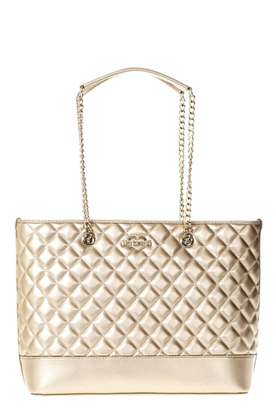 Love Moschino Quilted Leather Shopper In Gold